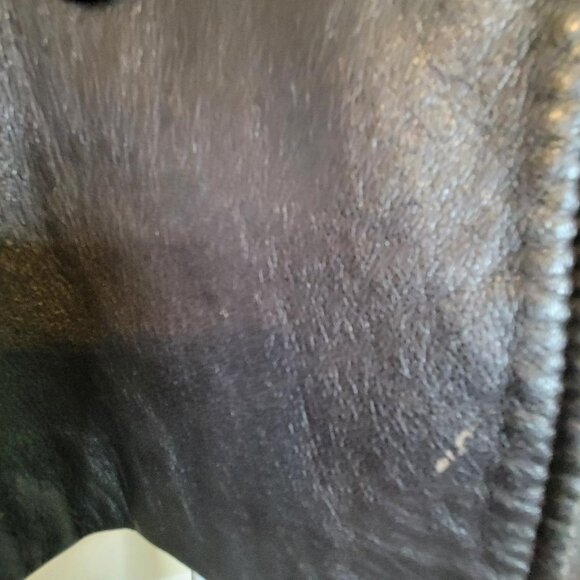 Brown Genuine Leather Sleek Ladies Double Breasted Jacket, Size Large, - Picture 14 of 15